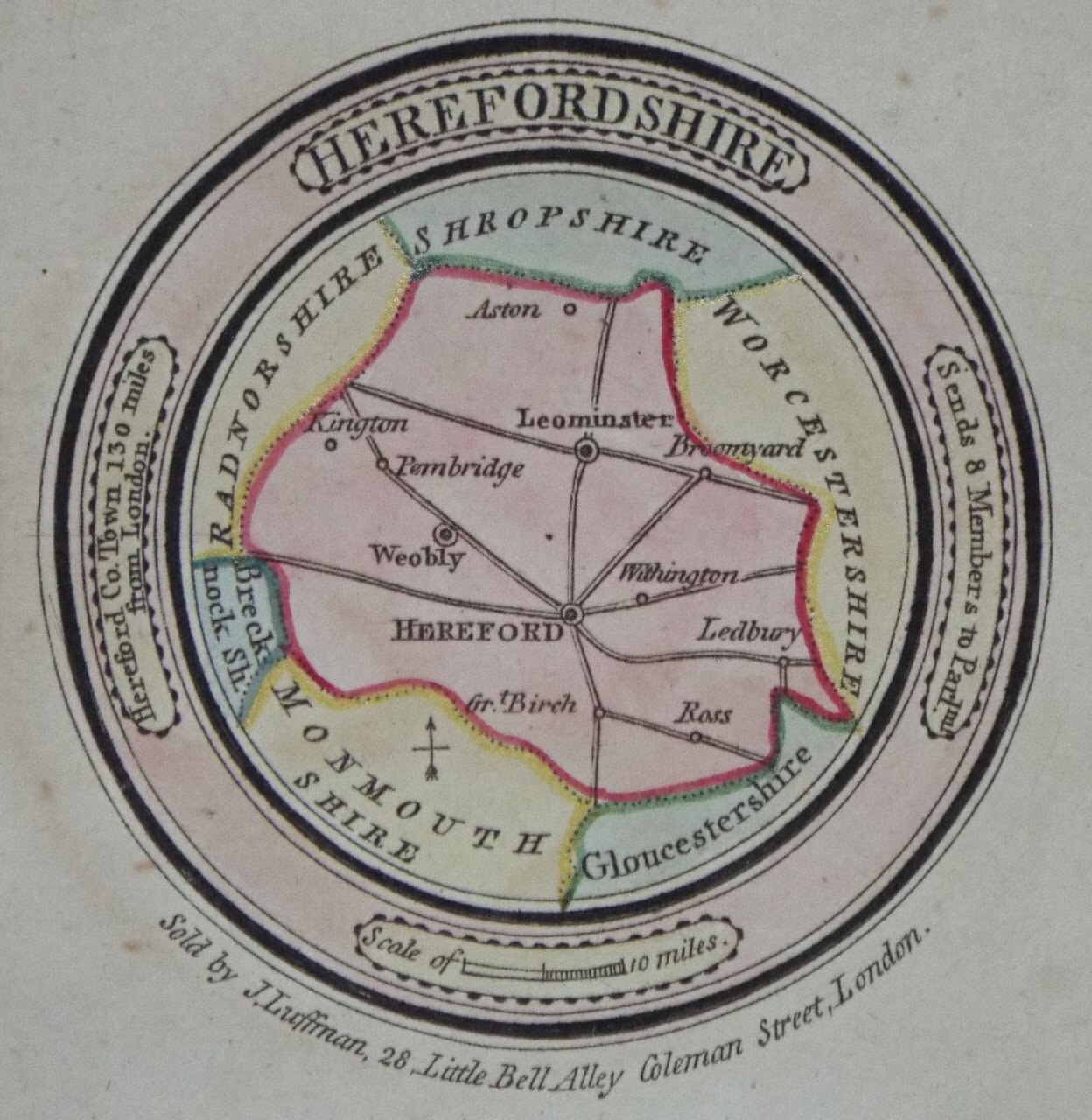 Map of Herefordshire - Luffman